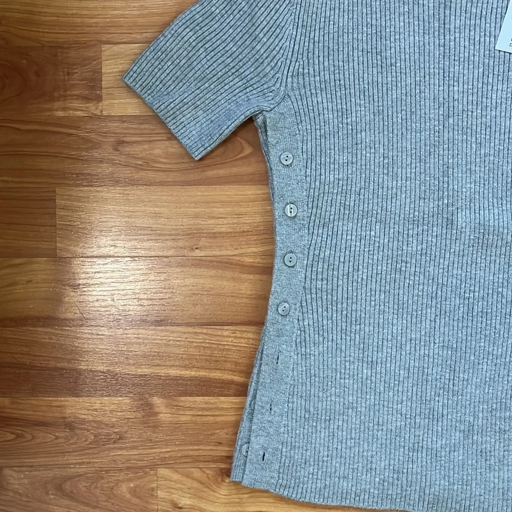 LuxeLoft Side-Button Sweater Tee - Picture 2 of 5